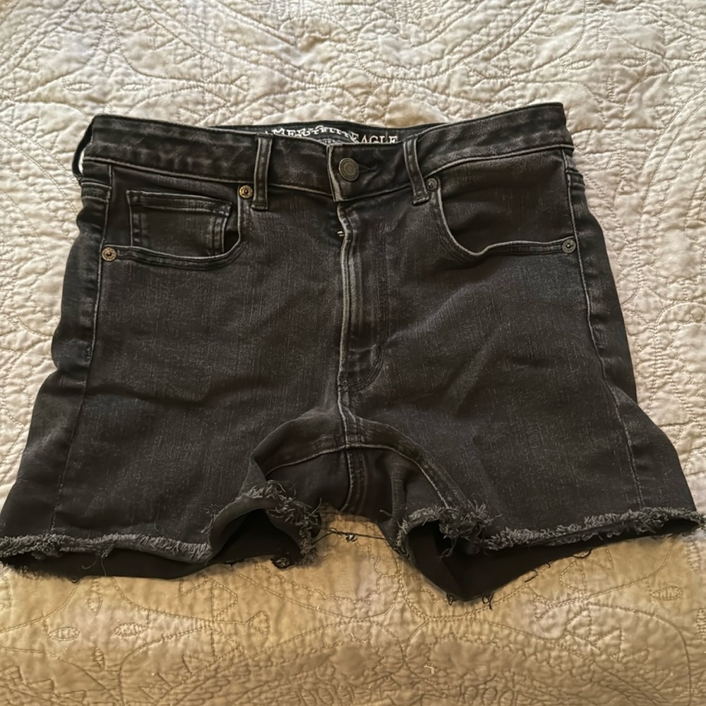 Black denim shorts